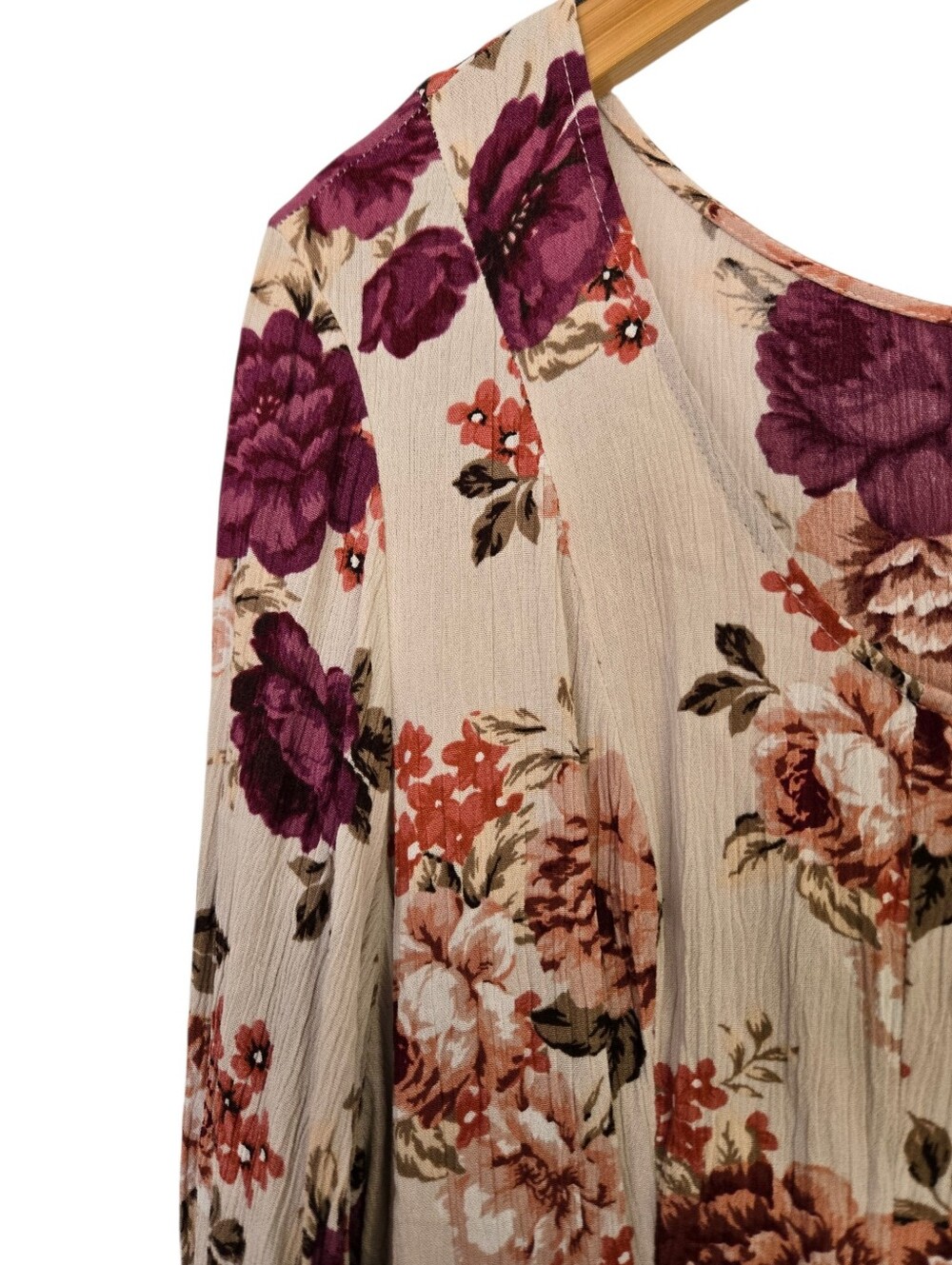 🌸 Torrid Floral Boho Peplum Blouse | Size 3 (3X) | Long Sleeve Plus Size - Picture 3 of 5